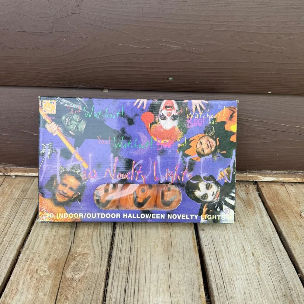 Vtg Seasonal Specialties Pumpkin Halloween String Lights Orange 10 Count